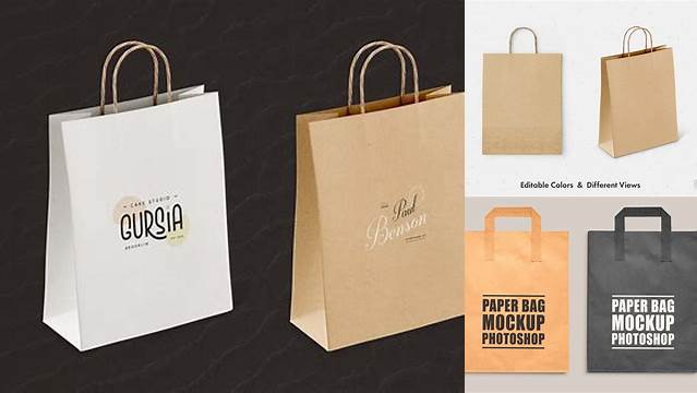 5175+ Paper Bag with Label PSD Mockup Half Side View Versatile Photoshop Freebie