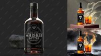 5176+ Glass Bottle for Whiskey PSD Mockup Front View Elegant and Stylish Mockup