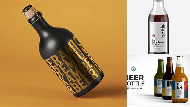 518+ 180ml Dark Drink Bottle PSD Mockup Editable and Customizable PSD