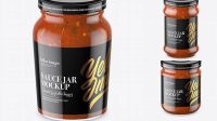 518+ Clear Glass Jar with Bolognese Sauce PSD Mockup High-Angle Shot Modern Photoshop Resource