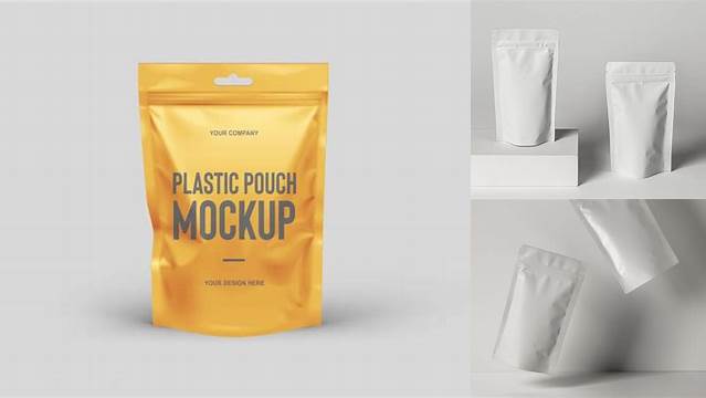 518+ Glossy Stand-Up Pouch with Zipper PSD Mockup Front View Fully Layered PSD Freebie