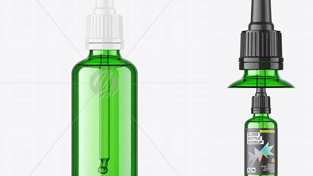 5182+ 50ml Green Glass Dropper Bottle Elegant Free Graphic Resource