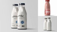 5188+ Glass Organic Milk Bottle PSD Mockup Customizable Design Files