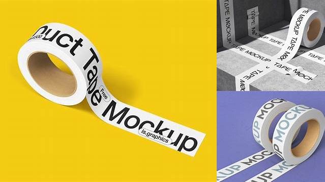 5189+ Glossy Duct Tape PSD Mockup Half Side View High-Angle Shot Free Design Resource