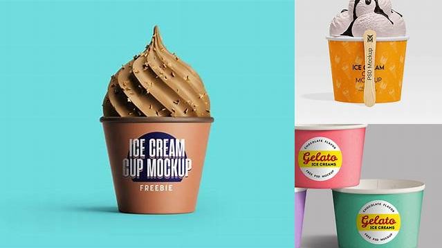 5192+ Metallic Ice Cream Cup PSD Mockup Editable Photoshop File