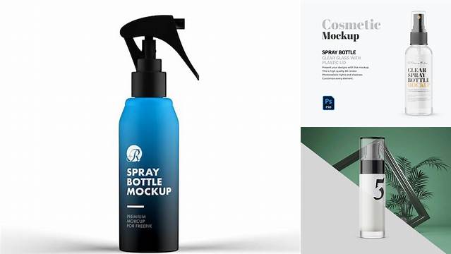 5193+ Matte Spray Bottle PSD Mockup Half Side View Fully Customizable Mockup PSD Free