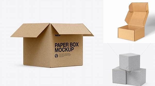 5193+ Three Kraft Boxes PSD Mockup Half Side View Free PSD