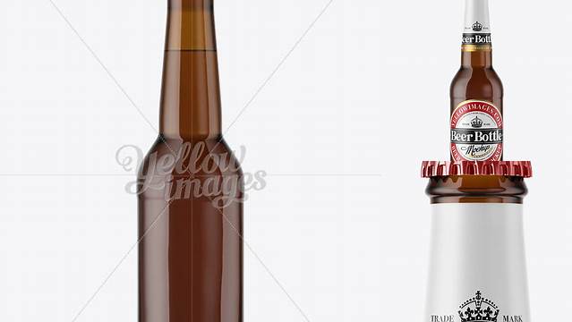 5195+ 275ml Amber Glass Bottle with Lager Beer PSD Mockup Easy-to-Use PSD Template