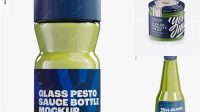 5198+ Glass Jar with Pesto Sauce PSD Mockup Front View High Angle Shot Editable Design PSD File