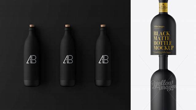 520+ Black Matte Bottle PSD Mockup Front View Unique Free Photoshop Files