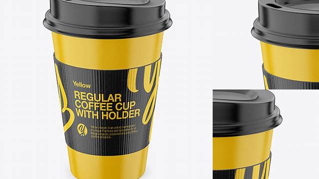 5200+ Regular Coffee Cup With Holder – Front View High Angle Shot Unique High-Resolution Design Freebie