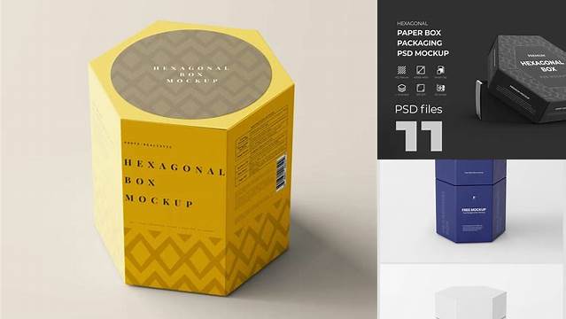 5201+ Hexagon Box Mockup Best for Showcase