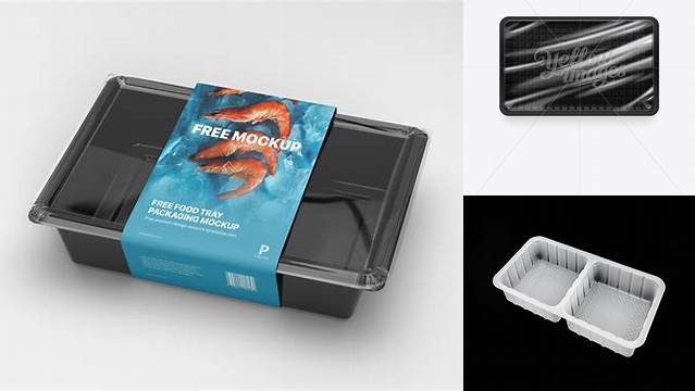 5202+ Black Plastic Food Packaging Tray Professional Quality Freebie PSD File