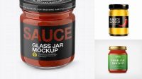 5207+ Glass Jar With Sauce PSD Mockup High-Angle Shot Creative Free Photoshop Template