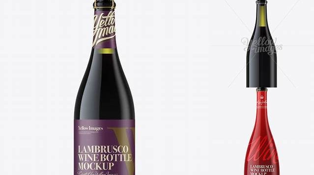 5210+ Green Glass Lambrusco Red Wine Bottle PSD Mockup Exclusive Editable PSD File