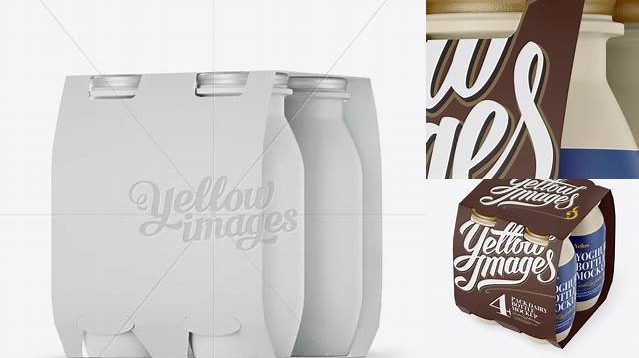 5211+ 4 Pack Matte Dairy Bottle PSD Mockup Halfside View Free PSD