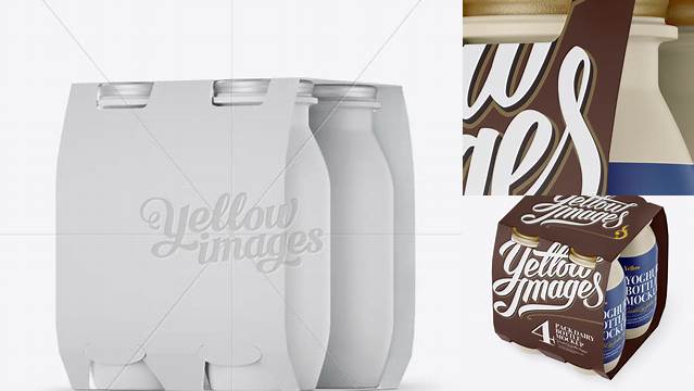 5211+ 4 Pack Matte Dairy Bottle PSD Mockup Halfside View Free PSD