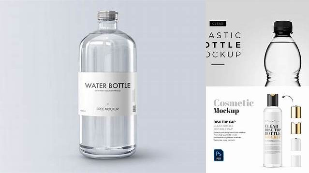 5214+ Clear Glass Bottle PSD Mockup Front View Easy Editable