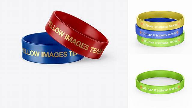 5215+ Glossy Silicone Wristbands PSD Mockup High-Quality Editable PSD