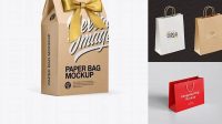 5215+ Paper Bag With Bow PSD Mockup Half Side View Mockup PSD Free Download