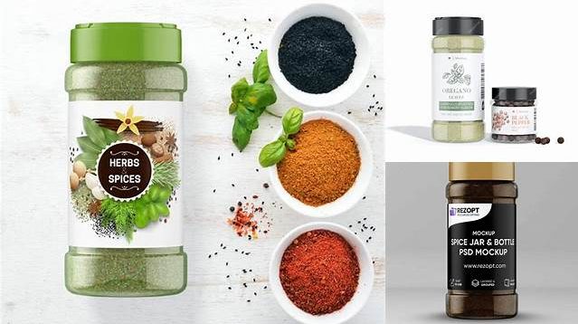 5221+ Spice Jar PSD Mockup Halfside View Free PSD