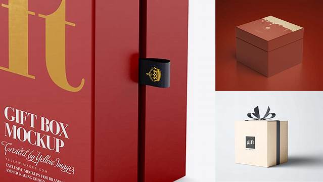 5227+ Gift Box PSD Mockup Half Side View High-Angle Shot Free Premium Photoshop Template Download