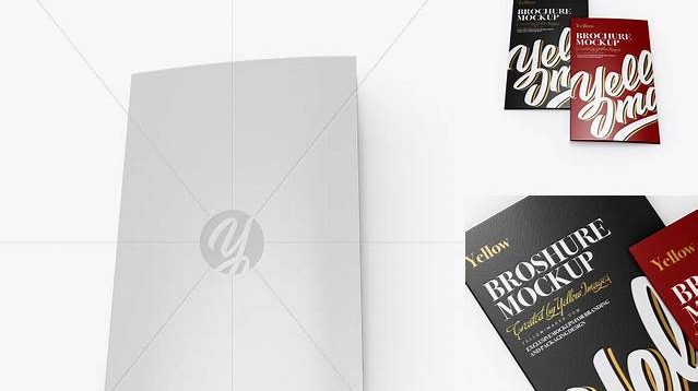 5228+ 2xDL Brochures PSD Mockup High-Angle Shot Smart Object-Based PSD Template Free