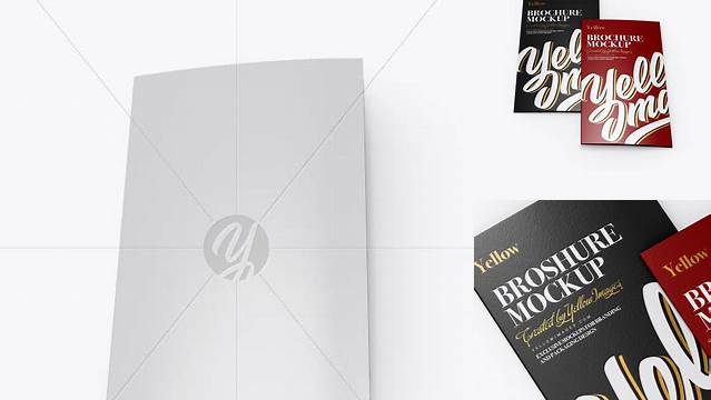 5228+ 2xDL Brochures PSD Mockup High-Angle Shot Smart Object-Based PSD Template Free