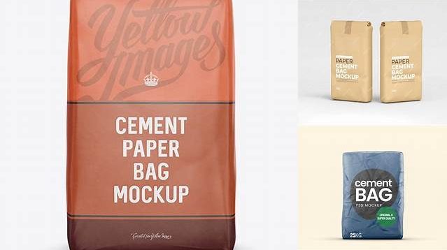 5235+ Cement Paper Bag PSD Mockup Front View Free Design Resource