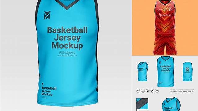 5238+ Men’s U-Neck Basketball Jersey PSD Mockup Front View Editable Mockup PSD