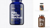 5239+ Dark Blue Glass Bottle With Pills PSD Mockup Creative and Modern PSD Freebie