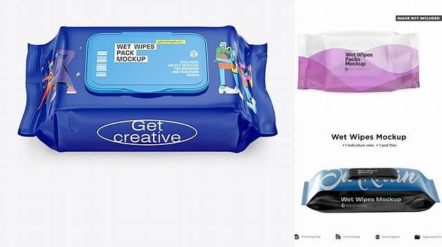 5241+ Wet Wipes Pack with Plastic Cap PSD Mockup Half Side View Download Professional PSD