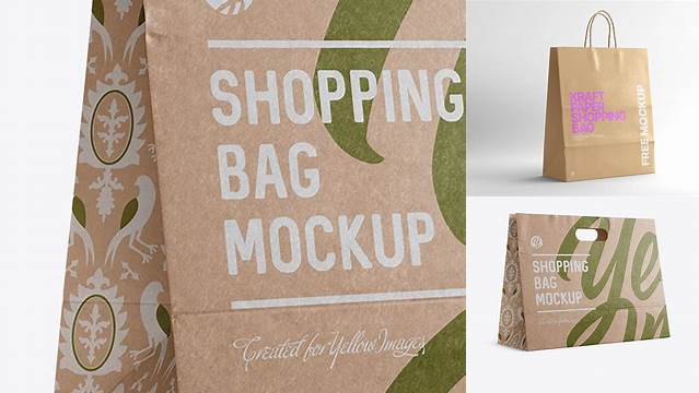 5243+ Kraft Paper Shopping Bag PSD Mockup Halfside View Eye-Level Shot High-End Professional PSD Resources