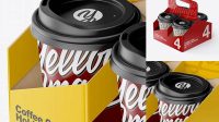 5247+ Matte Coffee Cup Holder with Matte Cups PSD Mockup Professional Graphic PSD Download