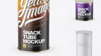 5249+ Medium Matte Snack Tube PSD Mockup High-Angle Shot Smart Object PSD Free Resource