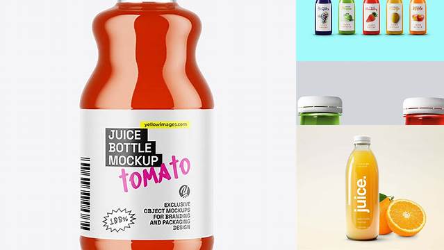 525+ Glass Bottle with Tomato Juice PSD Mockup Free PSD for Creatives