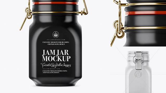 5250+ 900ml Matte Ceramic Jam Jar with Clamp Lid PSD Mockup Smart Object PSD Free Resource