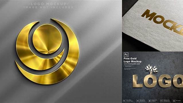 5255+ 3d Gold Logo Mockup Psd Free Download High-Resolution PSD Download