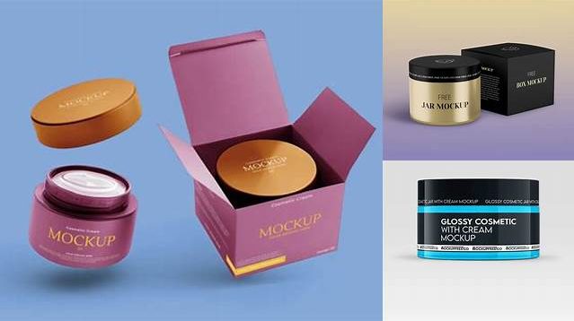 5255+ Glossy Cosmetic Jar with Box PSD Mockup Free Download Design Mockup