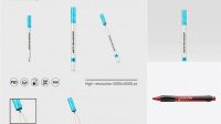 5255+ Matte Click Pen PSD Mockup Top View Smart Editable Design Mockup