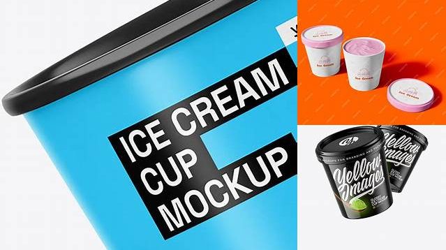 5256+ Two Glossy Ice Cream Cups PSD Mockup PSD for Creative Projects