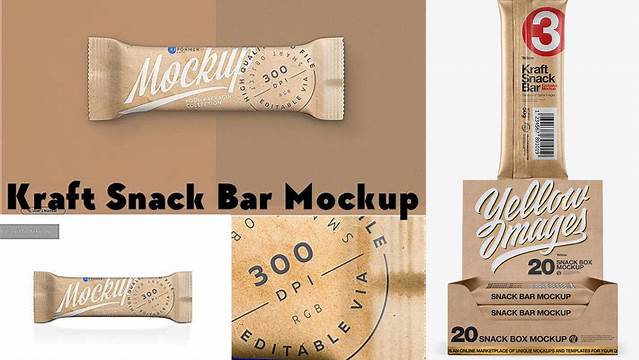 5257+ Kraft Snack Bar PSD Mockup Back View Professional PSD Mockup