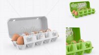 5258+ Open Matte Egg Container Halfside View High-Angle Shot Creative Layered Mockup Freebie