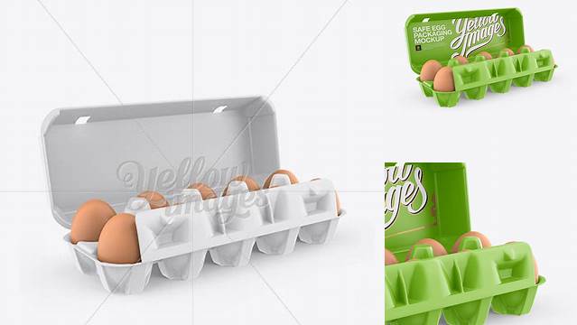 5258+ Open Matte Egg Container Halfside View High-Angle Shot Creative Layered Mockup Freebie