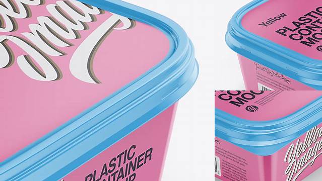 5259+ Glossy Plastic Container PSD Mockup Halfside View High-Angle Shot Exclusive PSD Design Freebie