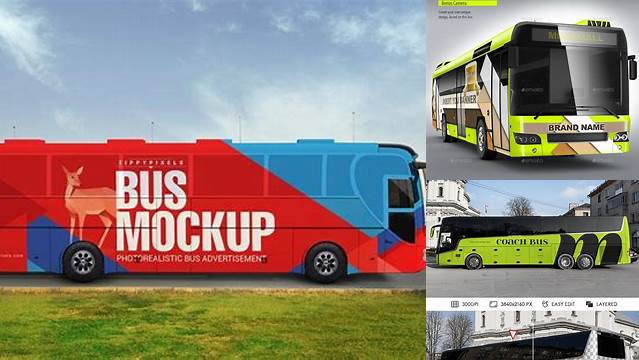 5263+ Bus PSD Mockup Side View Professional Graphic PSD Download