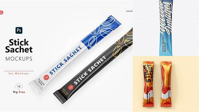 5270+ Matte Stick Sachet PSD Mockup Half Side View Exclusive Free Photoshop Asset