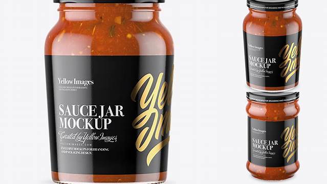 5272+ Clear Glass Jar with Bolognese Sauce PSD Mockup Premium Quality PSD Freebie