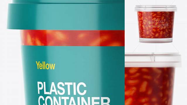 5273+ Glossy Plastic Container With Beans PSD Mockup Eye-Level Shot Free Downloadable PSD