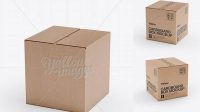 5274+ Corrugated Fiberboard Box Mock-Up 25° Angle Front View High-Angle Shot Editable and Customizable PSD